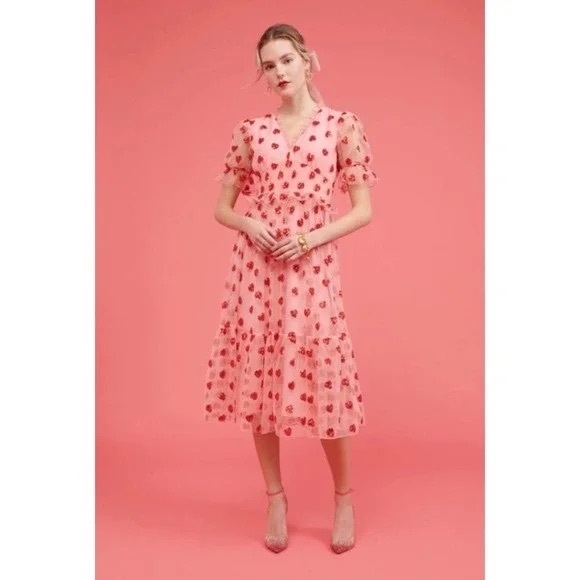 Rachel Parcell Sequin Hearts Tulle Midi Dress Size small - Picture 2 of 13